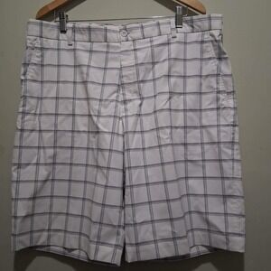 Nike Golf Plaid Shorts Mens 38 White Black Dry Fit Athletic Golfing Performance